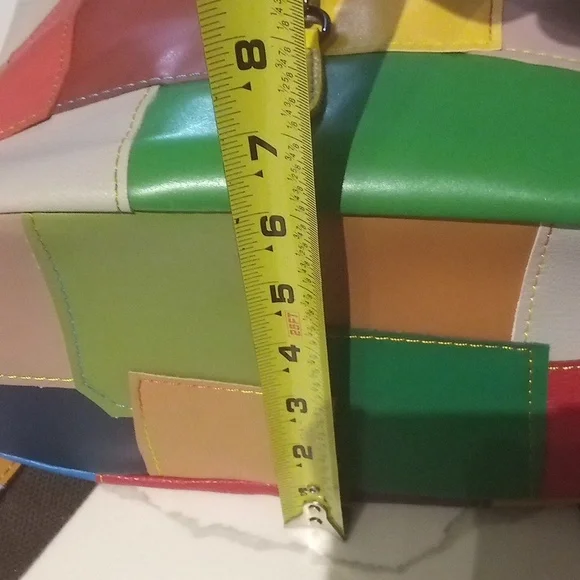 Boho Multicolor Patchwork Leather Backpack | Colorful Festival Cottagecore Y2K - Picture 11 of 16